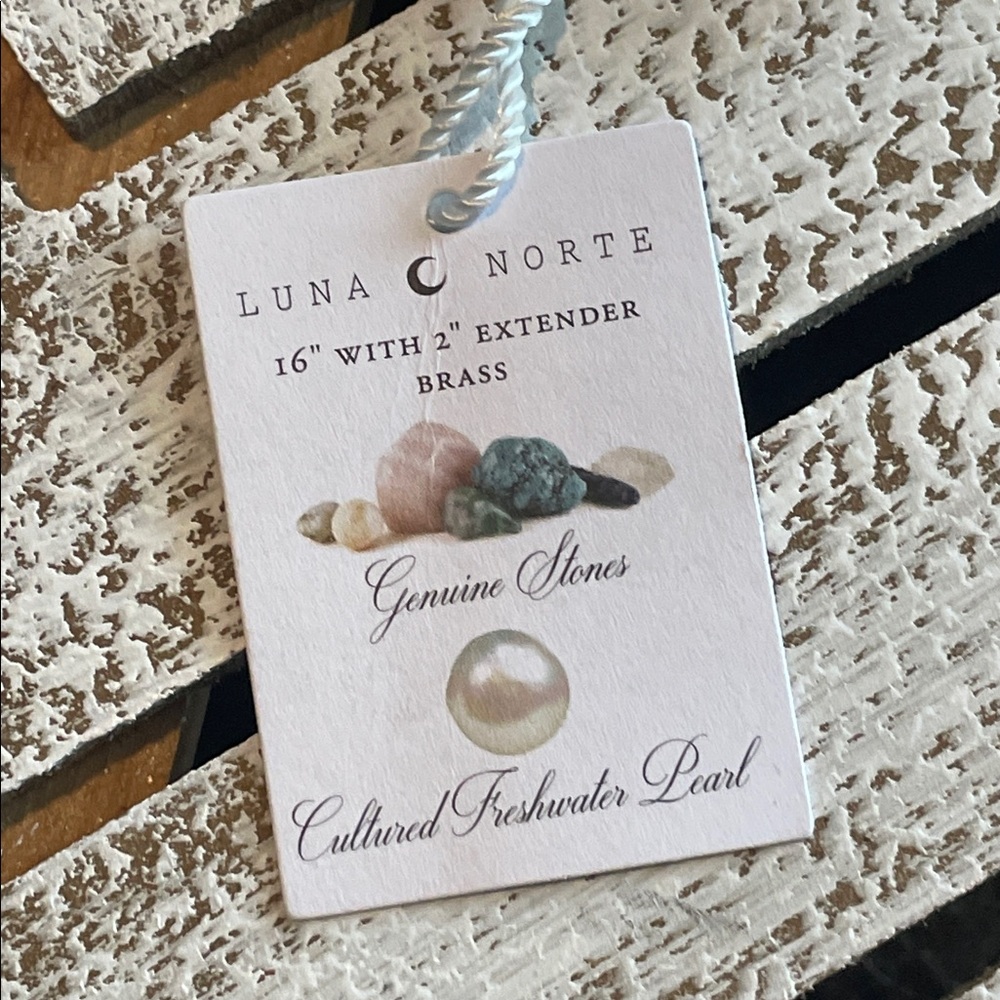 NEW Luna Norte Gold Multi Stone Bead Necklace Genuine Stones Fresh Water Pearls - Picture 5 of 5